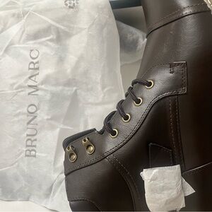 Bruno Magli Brown Platform Lace-Up Boots